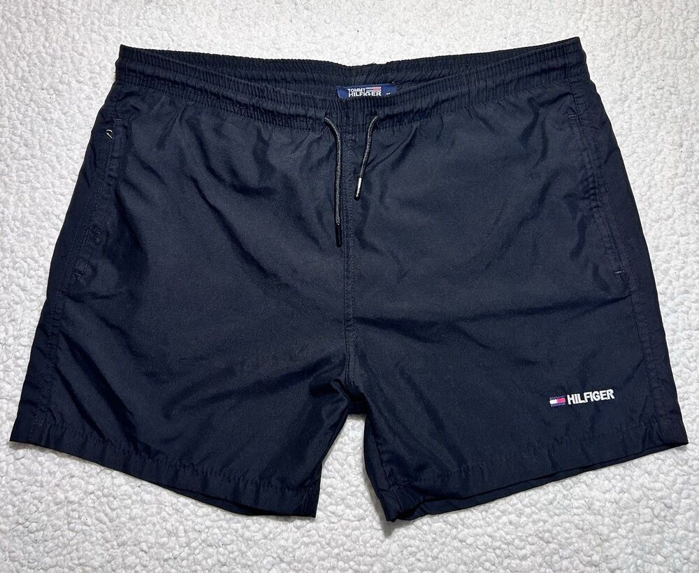 Tommy Hilfiger Men's Swim Trunks Size M Black Board Shorts Polyester Turkey EUC